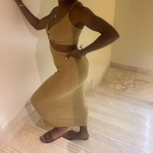 Elegant Tan Knit Dress